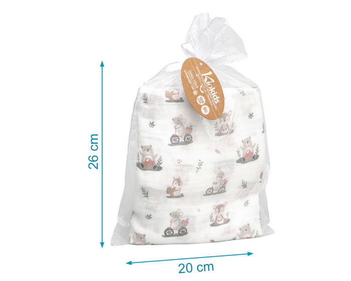 KioKids Muselina couverture bébé 120x120 cm, imprimé animaux forêt, 70% bambou 30% coton, Standard 100 by OEKO-TEX®, 0+ mois KioKids Muselina couverture bébé 120x120 cm, imprimé animaux forêt, 70% bambou 30% coton, Standard 100 by OEKO-TEX®, 0+ mois