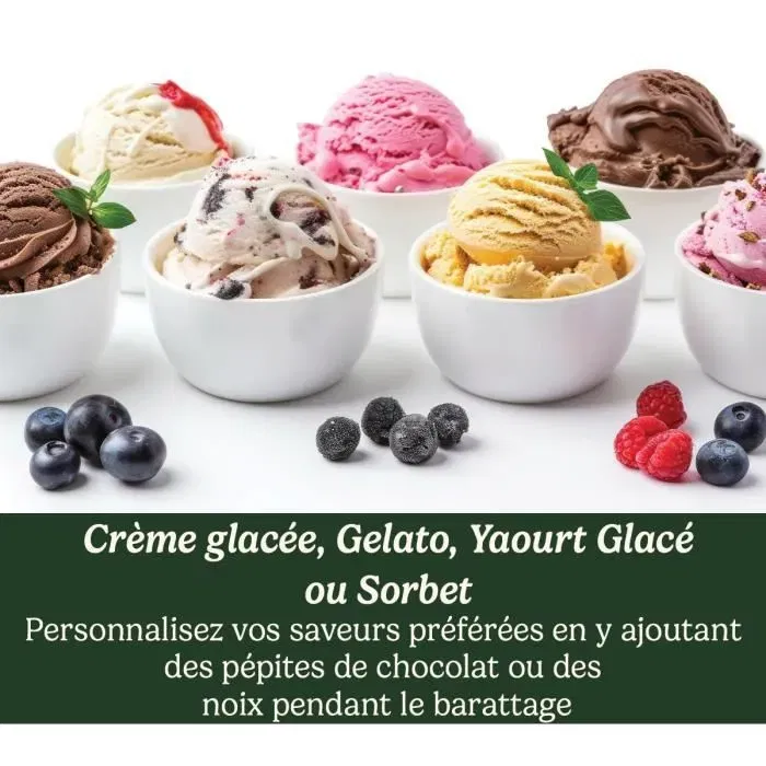Cuisinart Sorbetière ICEM10E - Blanc, 475 ml, 12 W, Prépare glaces et sorbets en 25 min, Facile à nettoyer