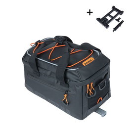 Basil MILES TARPAULIN Sac de transport étanche pour porte-bagages arrière vélo, 7L, Noir Orange, 30x19x16 cm
