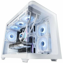 Mars Gaming MCFUSIONM Blanca Boîtier MicroATX avec Fenêtre en Verre Trempé, Double Chambre, USB 3.0, Blanc