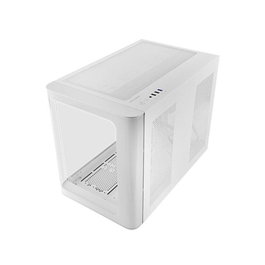 Mars Gaming MCFUSIONM Blanca Boîtier MicroATX avec Fenêtre en Verre Trempé, Double Chambre, USB 3.0, Blanc