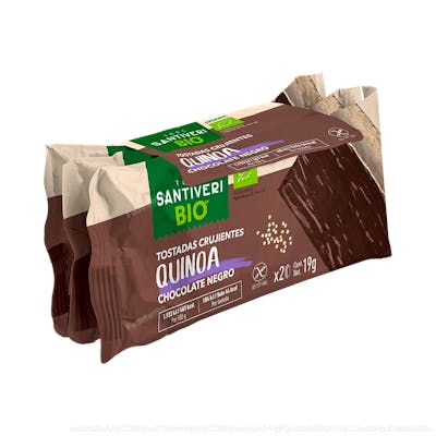 SANTIVERI - Tostadas de Quinoa au Chocolat Noir Bio - Sans Gluten - 3 Unités x 57g - Harina de Arroz y Quinoa SANTIVERI - Tostadas de Quinoa au Chocolat Noir Bio - Sans Gluten - 3 Unités x 57g - Harina de Arroz y Quinoa