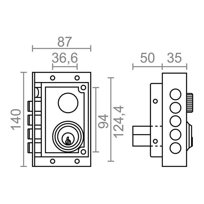 Serrure en applique Micel Acier Droite