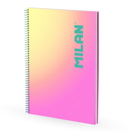 Milan Cahier A4 Sunset Rose avec spirale et 90 feuilles quadrillées