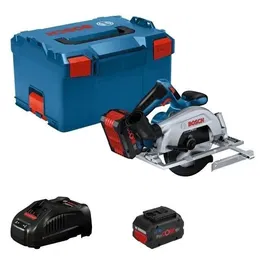 Bosch Professional Scie circulaire sans fil GKS 18V-57-2 (06016C1202) - Avec 2 batteries ProCORE 18V 5.5Ah, chargeur GAL1880 CV et coffret L-BOXX