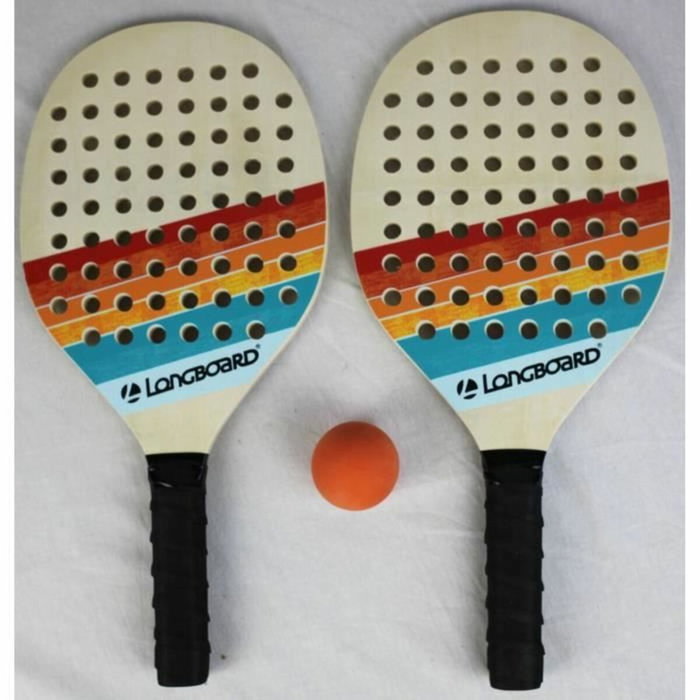 Sport And Fun Set de tennis Beach pour enfant - 2 raquettes bois et 1 balle