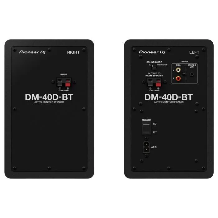 Pioneer DJ DM-40D-BT - Paire d'enceintes de monitoring actives Bluetooth 2x19W, Bass Reflex, mode DJ/Production - Noir