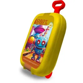 Multiprint - 64010 - Trolley d'activités créatives avec 7 tampons Les Robots, 5 crayons, 18 feutres, cahier, stickers et encreur - Made in Italie