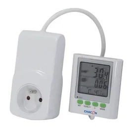 Chacon EcoWatt 650 - Compteur de consommation électrique avec écran déporté - Mesure puissance, consommation, tension, ampérage, coût - Tarif bi-horaire - Cordon 1.20 m