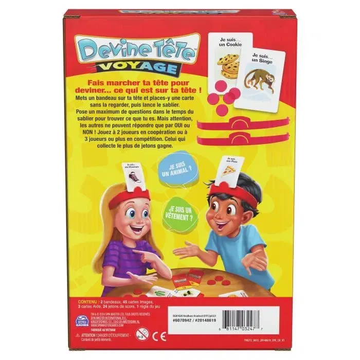 Spin Master Devine Tête Voyage - Jeu de société familial d'ambiance - À partir de 6 ans, pour 3 joueurs et plus