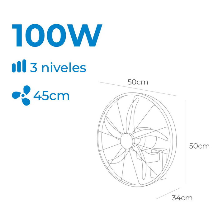 EDM Ventilateur mural 100W Ø45 cm avec télécommande noir 65 dB EDM Ventilateur mural 100W Ø45 cm avec télécommande noir 65 dB