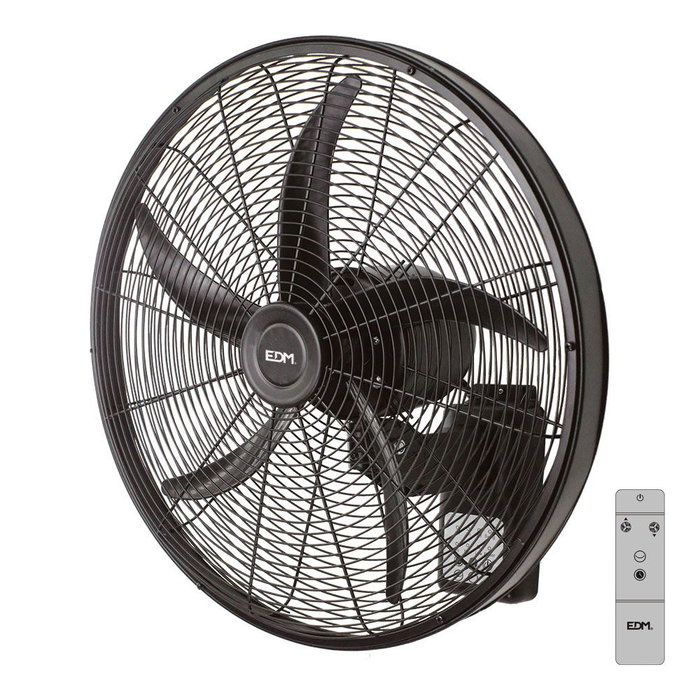 EDM Ventilateur mural 100W Ø45 cm avec télécommande noir 65 dB EDM Ventilateur mural 100W Ø45 cm avec télécommande noir 65 dB