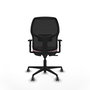 Chaise Alfera Synchro 4 positions tissu Rose Maille Noir Base en nylon noir Accoudoir 1D Sans appui-tête Roulettes 65mm pour moquette