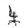 Chaise Alfera Synchro 4 positions tissu Rose Maille Noir Base en nylon noir Accoudoir 1D Sans appui-tête Roulettes 65mm pour moquette