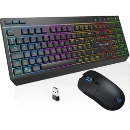 The G-Lab COMBO TUNGSTEN EX - Pack Gaming 2-en-1 Clavier et Souris sans Fil - Bluetooth - 32 Macros - Rétroéclairage RGB - Capteur 3200 DPI - Format Compact