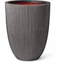 CAPI EUROPE Vase élégant Groove, 46x58 cm, Anthracite, double paroi incassable pour intérieur et extérieur, en plastique 100% recyclé et étanche