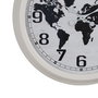 Horloge Murale Mappemonde Blanc Noir Fer 70 x 70 x 6,5 cm