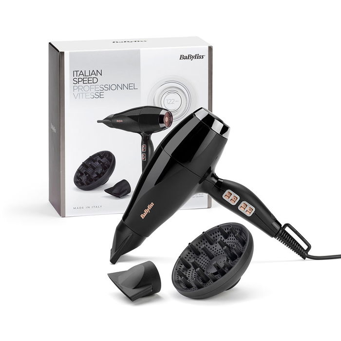Babyliss Sèche-cheveux 6716DE Power Pro 2300W, Moteur Professionnel AC, Technologie Ionique Anti-frisottis, Flux d'air 122 km/h, Fabriqué en Italie