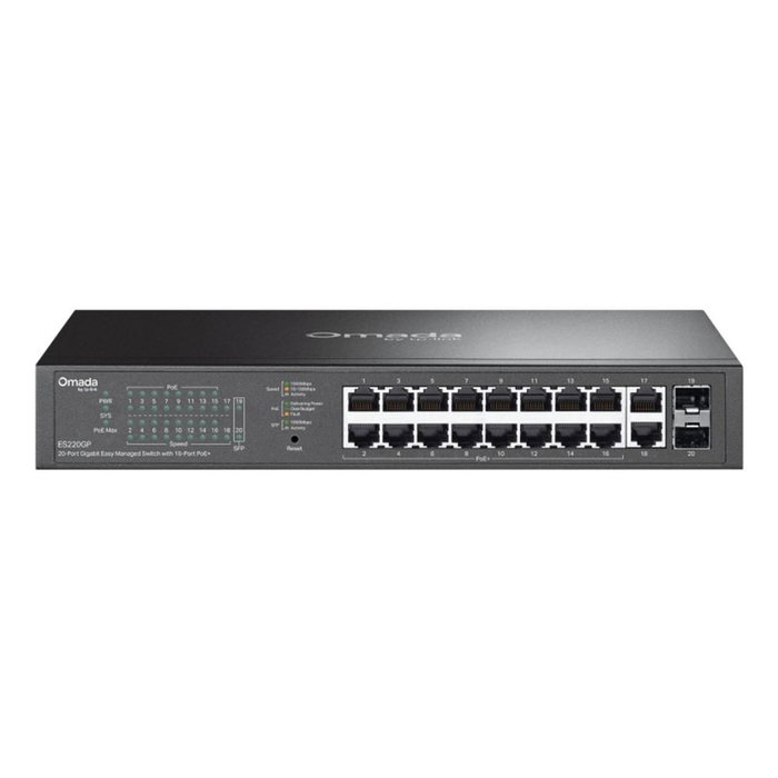TP-Link Omada ES220GP Switch Géré 18 Ports Gigabit PoE+ 2 SFP 150 W 40 Gbit/s TP-Link Omada ES220GP Switch Géré 18 Ports Gigabit PoE+ 2 SFP 150 W 40 Gbit/s