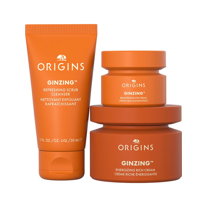 Origins Coffret de 3 produits énergisants GINZING : Crème hydratante 50 ml, Crème contour des yeux 15 ml, Gommage rafraîchissant 30 ml pour un teint lumineux Origins Coffret de 3 produits énergisants GINZING : Crème hydratante 50 ml, Crème contour des yeux 15 ml, Gommage rafraîchissant 30 ml pour un teint lumineux
