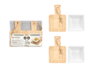 Kinvara Set de 2 Bols et Support Apéritif Carré en Porcelaine et Bambou 21x4x17 cm (Set de 24)
