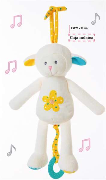 BigBuy Fun Jouet Peluche Moutonnette Boîte à Musique 32 cm