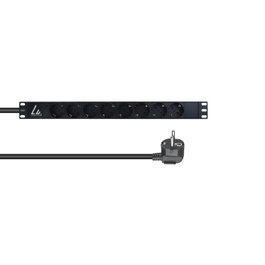 Lanview Multiprise rack 19" 1U, 8 prises Schuko type F, câble 3m 16A, interrupteur avec indicateur, châssis aluminium