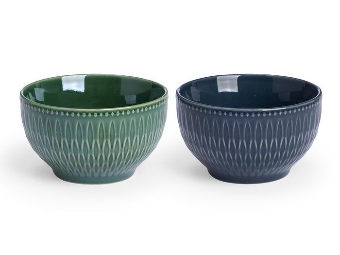 Vessia Bol Petit-déjeuner Assorti 2 Couleurs Foncées 650 Ml Céramique 14x7x14 cm (Set de 24)