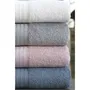Ensemble de 4 serviettes de main en coton 100% - 50 x 85 cm - Couleurs Blanc, Gris, Rose, Bleu - Absorbantes et douces