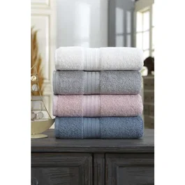 Ensemble de 4 serviettes à main 50 x 85 cm - Blanc, Gris, Rose, Bleu