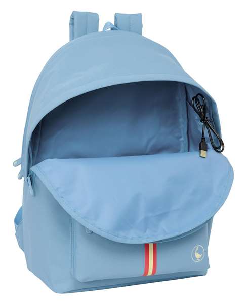 El Ganso Basics Sac à dos double pour ordinateur portable 15,6" avec port USB recharge externe "Cerulean" 31x44x18 cm