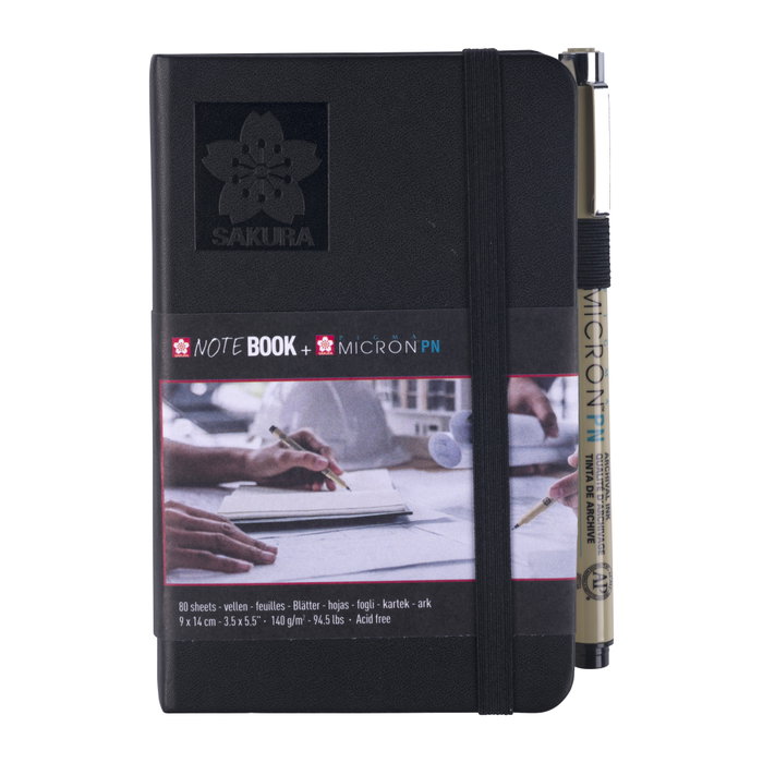 Sakura Carnet de croquis noir, papier crème avec Pigma Micron PN noir Sakura Carnet de croquis noir, papier crème avec Pigma Micron PN noir