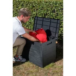 Toomax Woody's Coffre de Rangement en Résine 160 Litres Effet Bois Gris 77,5 x 44,5 x 52,7 cm avec Fermeture à Cadenas pour Jardin