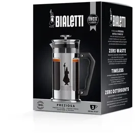 Bialetti Cafetière à piston Preziosa, acier inoxydable, 350 ml - Réf. 0003160/NP, préparation de café riche et savoureux