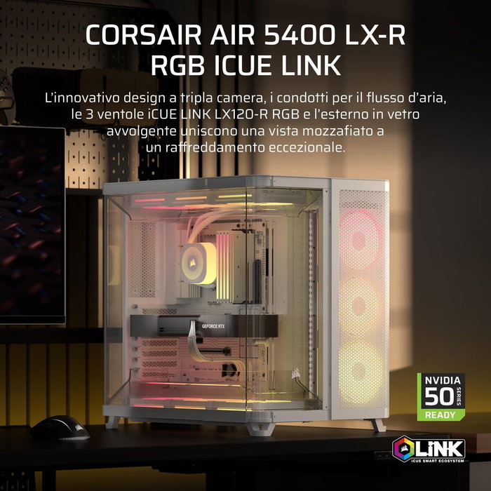 Corsair AIR 5400 LX-R LINK Mid-Tower Blanc Corsair AIR 5400 LX-R LINK Mid-Tower Blanc