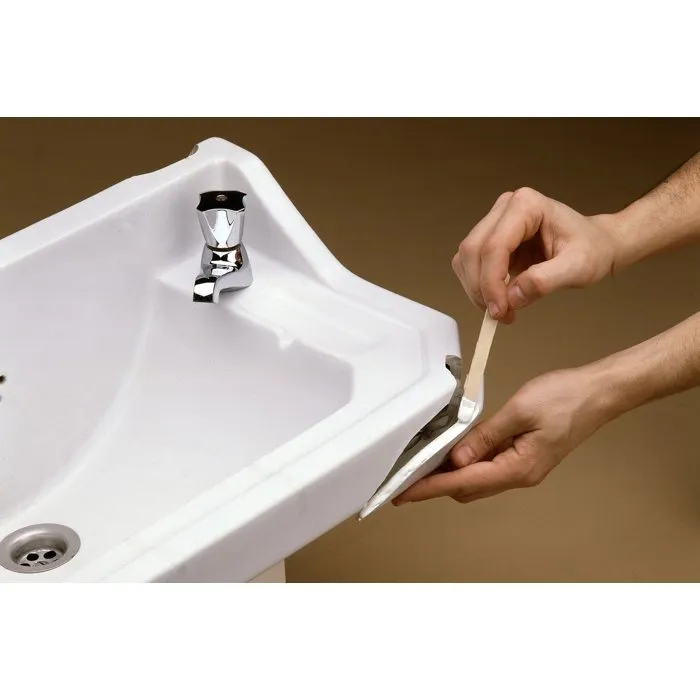 Geb Réparation Émail - Bi-composant Blanc Brillant - Pâte Époxy pour Réparer Porcelaine, Faïence, Acier Émaillé (Résiste à l'Eau et Produits Chimiques)