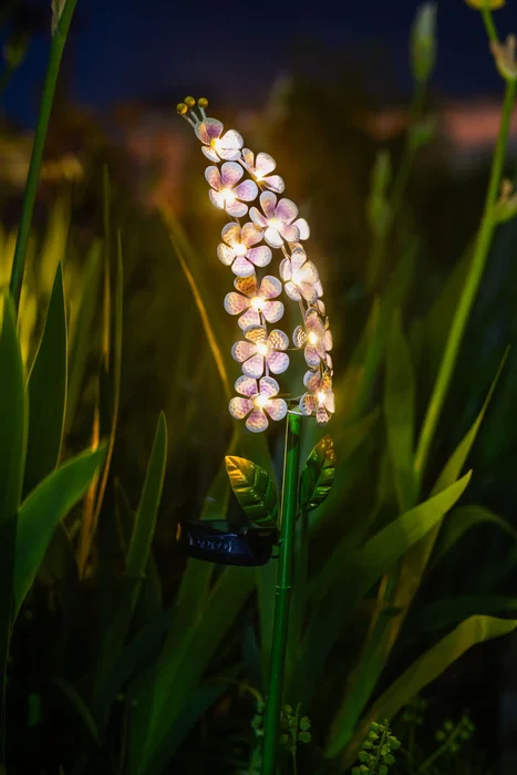 Galix G2622 Décoration lumineuse solaire Violette - 65 cm métal, 15 LED blanc chaud 3 lumens, 8h autonomie Galix G2622 Décoration lumineuse solaire Violette - 65 cm métal, 15 LED blanc chaud 3 lumens, 8h autonomie