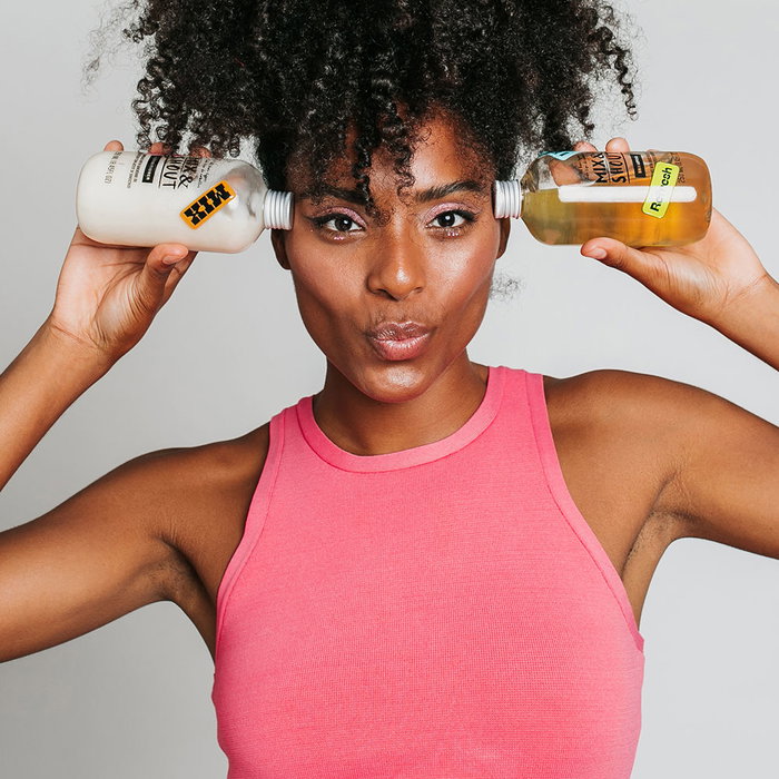 Mix & Shout Routine Réparation Cheveux Bouclés Lot 4 Pcs - Shampooing, Après-Shampooing, Boosters Refresh & Renew - Pour Cheveux Abîmés, Contrôle Frisottis, Hydratation Intense