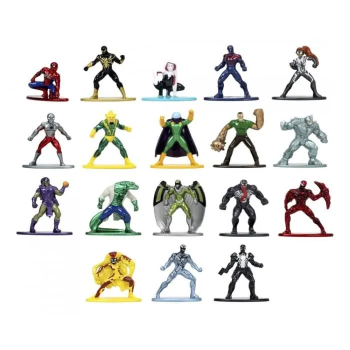 JADA - Figurines Spiderman 4 cm - Coffret de 18 pièces en métal - Pour enfants dès 3 ans - Réf. 253225027