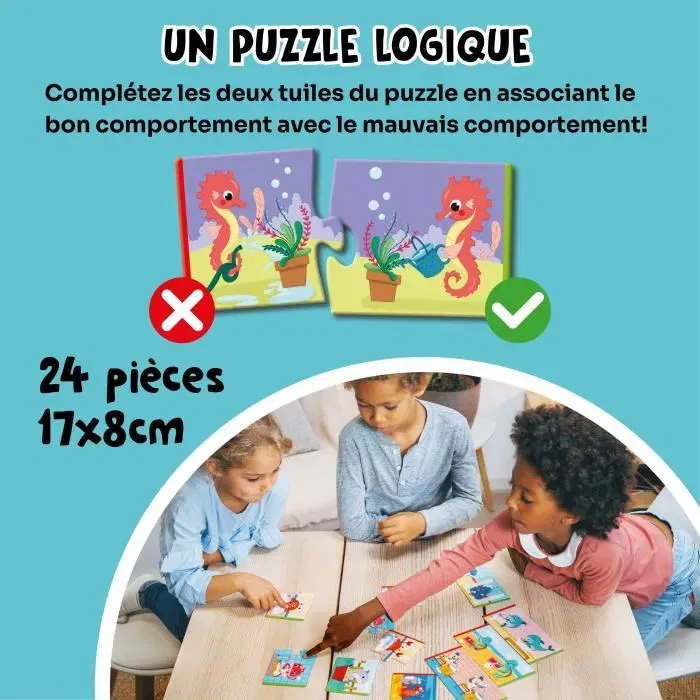 Geomag Ecologic Puzzle Saving Water - Jeu éducatif mini-puzzle pour enfants sur la préservation de l'eau, pièces colorées et autocorrectrices à partir de 2 ans