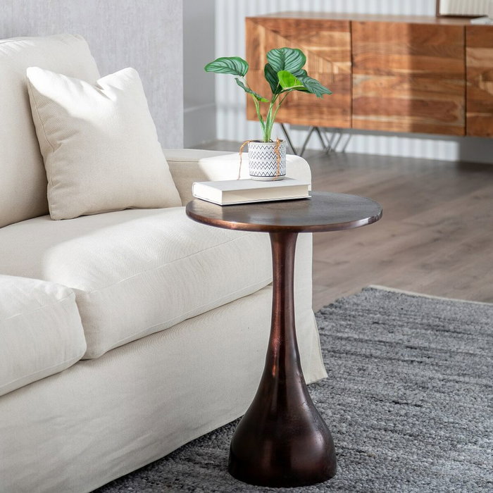 BigBuy Home Table d'appoint Cuivre Ronde
