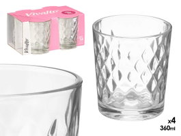 Vivalto Set 4 Verres en Verre Diamant 360 ml Transparent 21 x 10.5 x 16.5 cm (Set de 6)