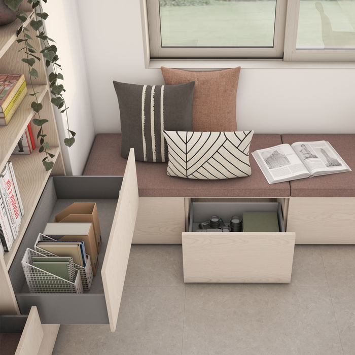 Emuca Tiroir extérieur Vertex avec réglages 3D hauteur 131mm, 40kg, profondeur 350mm, Acier, Peint en aluminium