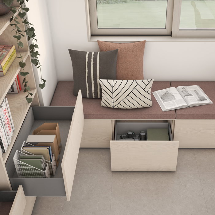 Emuca Tiroir extérieur Vertex avec réglages 3D hauteur 131mm, 40kg, profondeur 350mm, Acier, Peint en aluminium