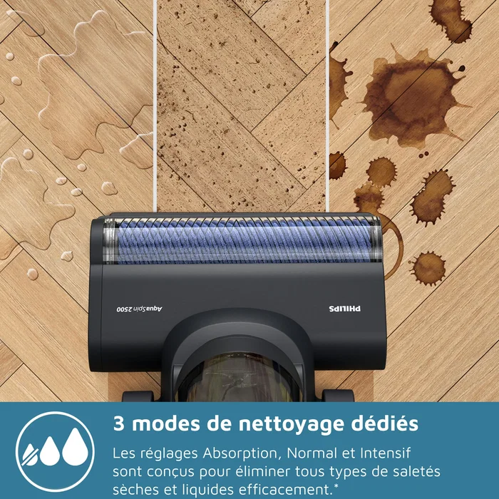 Philips XW7264/11 Aspirateur Balai Laveur 3-en-1 Série 7000, PowerCyclone Aqua, 2500 tours/min, Filtration Multi-étapes, Autonomie 30 min, Noir et Jaune