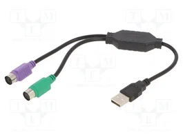 GEMBIRD Adaptateur USB 2.0 vers 2 ports PS/2, noir