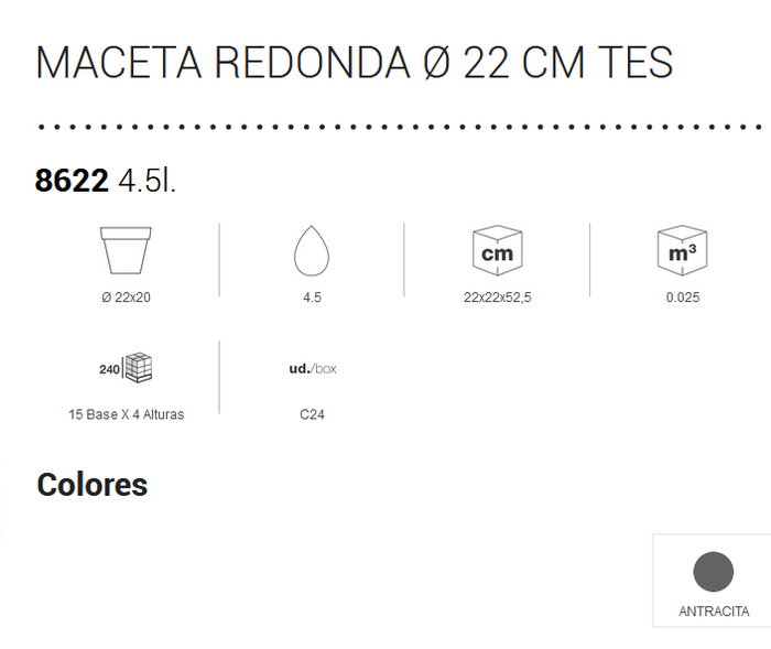 Plastiken Maceta Tes Gris anthracite