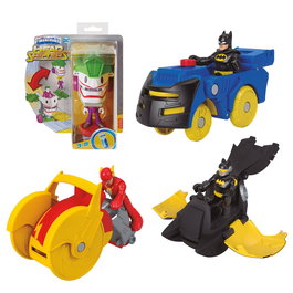 Imaginext DC Super Friends Batman Véhicule Head Shifters Figurine Transformable de 3 à 12 Ans en Français avec Flash et Joker