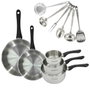 Fackelmann Set Geneva - Batterie de cuisine 11 pièces en inox avec 2 poêles, 3 casseroles et 6 ustensiles