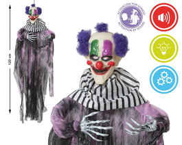 Figurine de Clown Tueur Suspendue de 120 cm, Éclairage, Son et Mouvement Détecteur de Bruit, Déco Effrayante pour Halloween